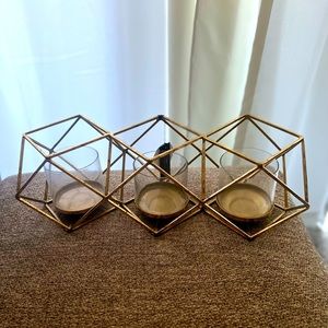 Gold Centerpiece with Glass Candle Holders